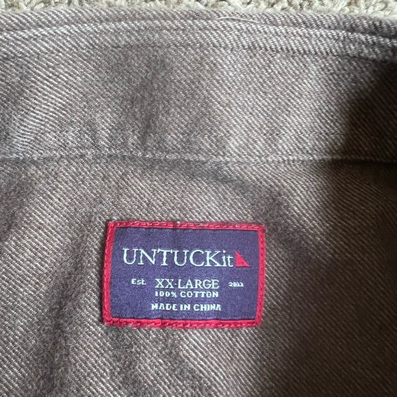 UNTUCKit button down shirt XXL Flannel Brown - Picture 2 of 5